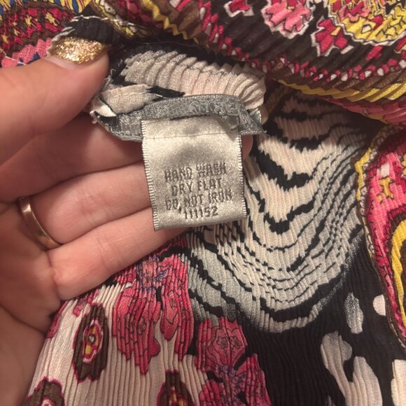 Vintage Alberto Makali Sz 1X Crinkled Stretch Art-to-Wear Funky V-Neck Sheer Top - Picture 3 of 6